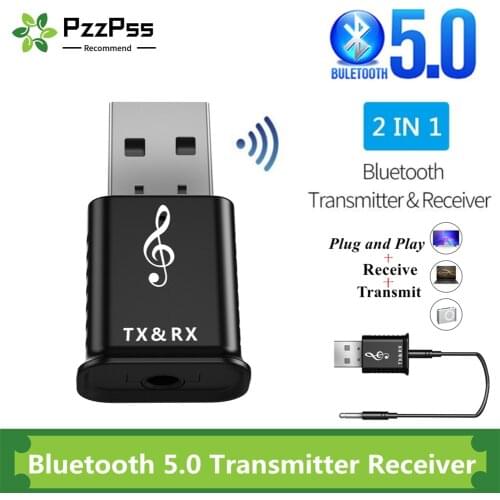 PzzPss 2 in 1 Bluetooth 5.0 Transmitter Receiver Mini 3.5mm AUX Stereo Wireless Bluetooth Adapter For Wireless Earphone TV MP3