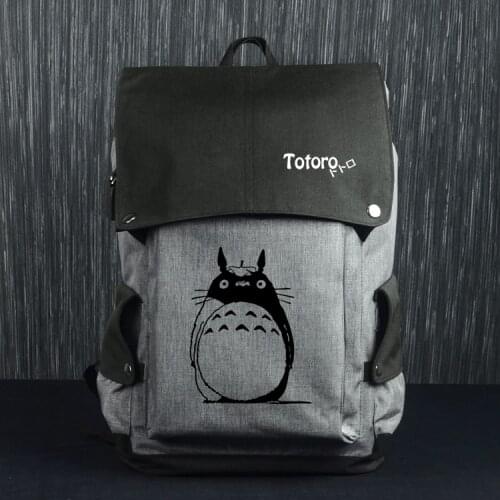 Cartoon Totoro My Neighbor Cat USB Backpack Bag Zipper Messenger School Student Book Daypack Large Capacity Travel Bag