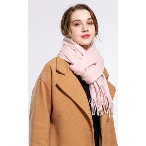 Shawl Winter Schal Thicken Warm Pure Color Wool Scarf Women Street Tassel Harajuku Bib All-match Christmas Gift Poncho Cape