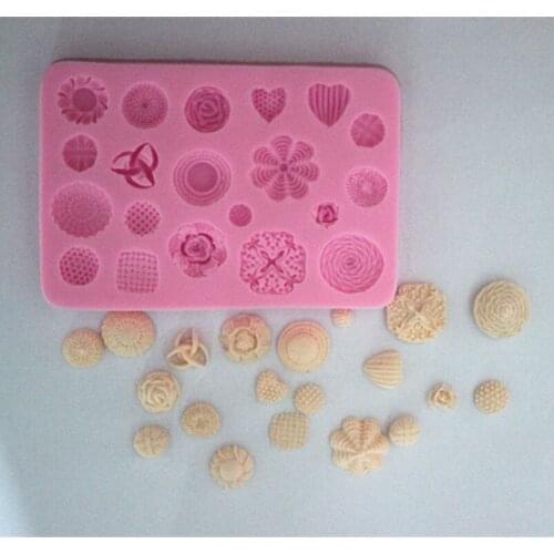 Silicone mold Mini button shape Fondant cake chocolate decoration mold resin clay craft mold DIY tools