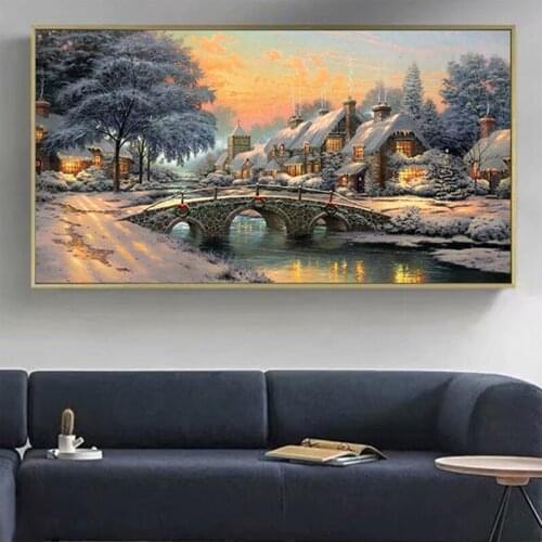Snow Landscape House Thomas Style Embroidery Sale 5D Diy Diamond Painting Full Round Drill Crystal Handicrafts RhinestoneZP-4075