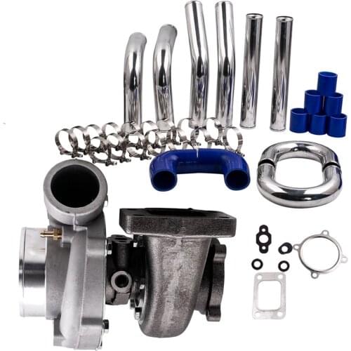 GT35 GT3582 Turbo Turbocharger + 2.5" 64mm Intercooler Pipe Kit For Nissan R32 R33 R34 RB25 RB30 For 4/6 CYL and 3.0L-6.0L