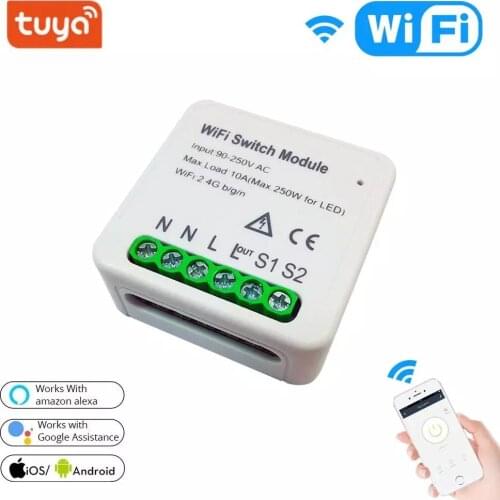 Tuya Mini WiFi Smart Switch Module DIY Breaker Smart Home Automation On/Off controller Voice Control Work with Alexa Google Home