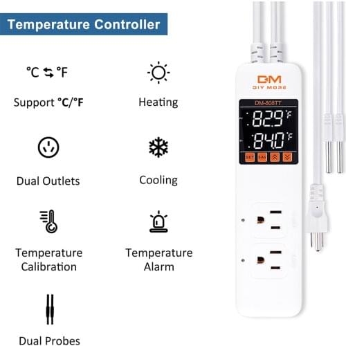 10A AC85-250V Thermostat Smart Temperature Controller 1200W DM-808TT Thermometer Thermoregulator Alarms For Incubator Aquarium