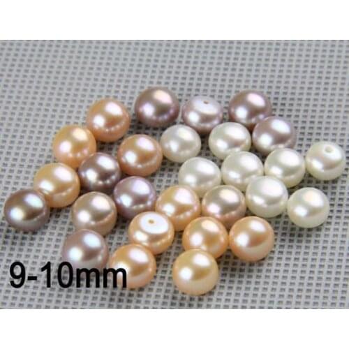 Unique Pearls jewellery Store,AA 9-10MM White Pink Lavender Half Drilled Real Freshwater Pearl Matched Pair For Earrings,LS4-030