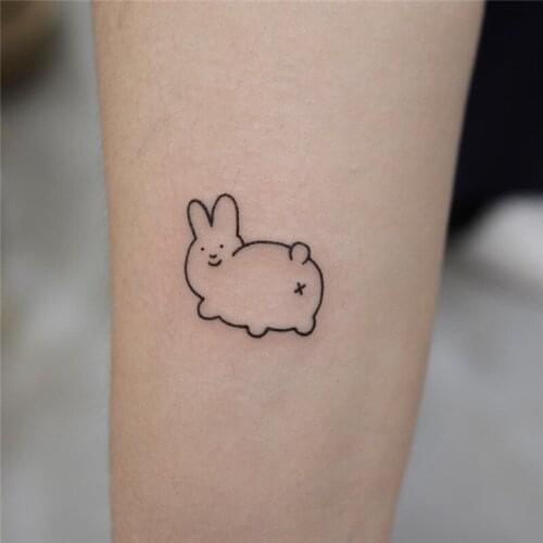Waterproof Temporary Tattoo Sticker Cartoon Cute Bunny Small Size Body Art Fake Tatto Flash Tatoo Wrist Foot Hand for Men Women
