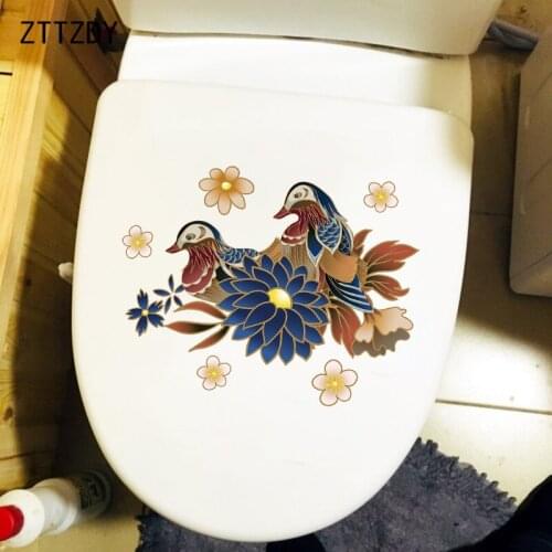 ZTTZDY 25.3×19.5CM Hand Painted Mandarin Duck Toilet Cover Decor Classic Home Bedroom Wall Stickers T2-1321