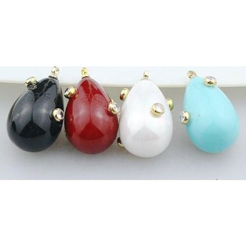 16*26mm 10pcs/lot Stylish and beautiful shell pearl pendant, zircon micro-shop teardrop charm, shell pearl jewelry