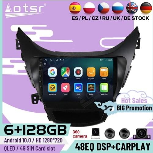 1Din 128G Carplay Multimedia Car Stereo Android 10 Player For Hyundai Elantra 2010 2011 2012 2013 GPS Navigation Radio Head Unit