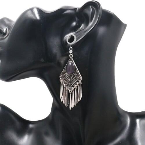 2PCS Ear Plugs Tunnels Ear Expansions Stainless Steel Earrings Alargador De Orelha Oreja Dilataciones Bohemia Tassel Ear Reamer