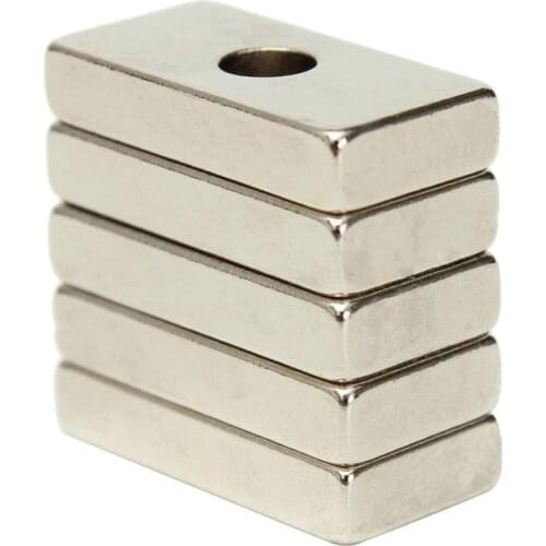 5Pcs 20x10x4mm Hole N35 Super Strong Cuboid Blocks Rare Earth Neodymium Magnets For Acoustic field Electronics Electrical Field