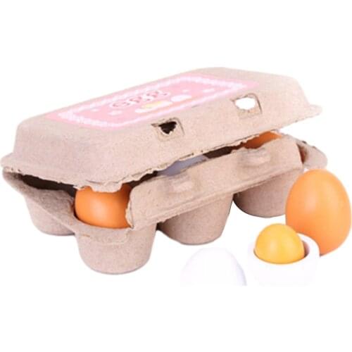 6pcs Simulation Wooden Eggs Toys Set Kids Pretend Play Food Eggs Yolk Kitchen Food Children Kid Education Montessori Toys
