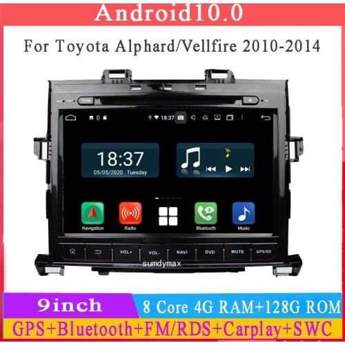 8 octa 4G RAM 64G ROM android 10 gps navigation audio stereo for Alphard vellfire 2009-2014 car multimedia wifi bluetooth wifi