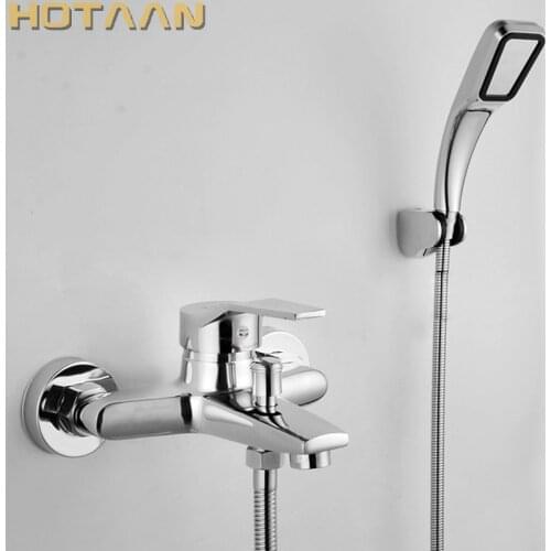 Free shipping Polished Chrome Finish New Wall Mounted shower faucet Bathroom Bathtub Handheld Shower Tap Mixer Faucet YT-5339