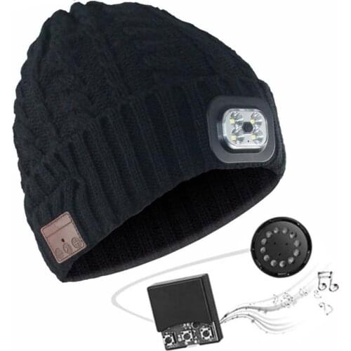 Wireless Headsets Music Smart Caps Knitted Velvet Winter Warm Hat Headphone With Microphone LED Wireless Earphone Cap