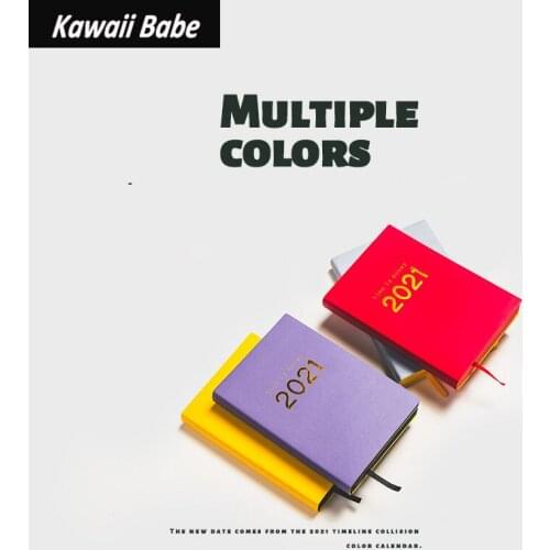 Notebook A5 Agenda 2021 Diary New Fashion Jan-Dec English Language Thicken Leather Soft Cover School Planner Efficiency Journals