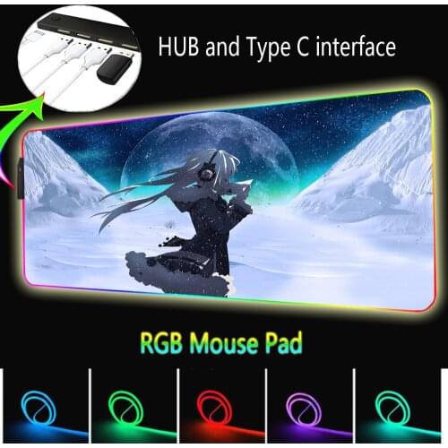 Large Mousepad Surface for Computer Mouse with 4 Ports of USB Hub Desk Accessories Mousepad LED Backlight Gaming Rug Futsal Ball