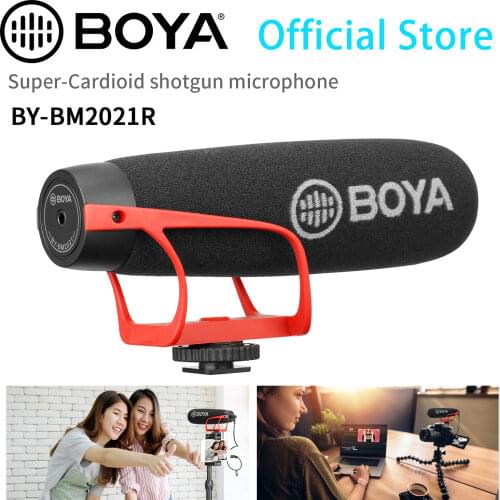 BOYA BY-BM2021 R Super-Cardioid Shotgun Microphone with TRRS & TRS Connectors for IOS Andrioid Smartphone DSLR Camera Camcorder