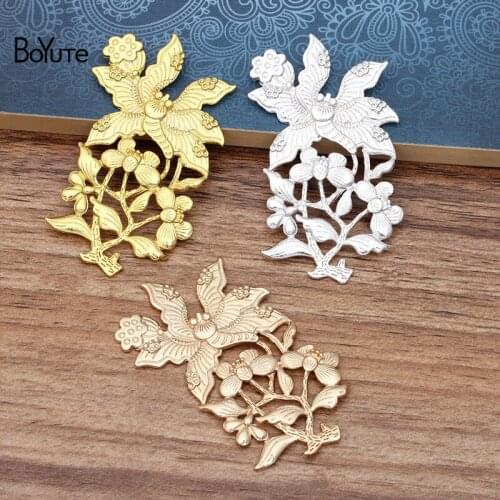 BoYuTe Factory Wholesale (10 Pieces/Lot) 35*62MM Metal Alloy Flower Butterfly Hand Made Materials DIY Jewelry Accessories