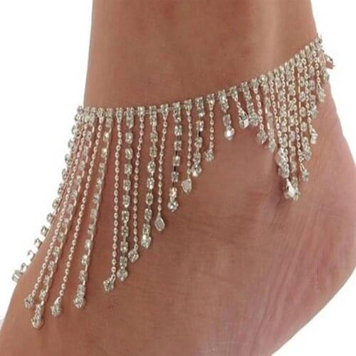 1pc Fashion Tassel Anklet Sparkling Tassel Pendant Ankle Bracelet Foot Jewelry For Women Ladies Girls Jewelry Accessories