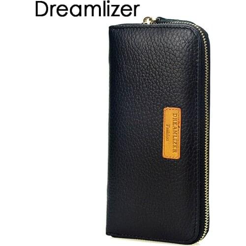 Brand Men Genuine Leather Wallet Long Design RFID Male Leather Clucth Purse Large Size Phone Bag Zipper Business Clutch Coin Bag