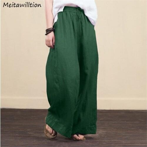 2021 Casual Cotton And Linen Loose Trousers Women Summer Autumn Wide Leg Pants Harajuku Solid Loose High Waist Pants