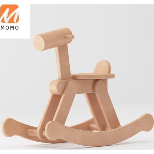 Solid Wood Trojan Horse Baby Baby Rocking Horse Gift Toys Rocking Chair 1-6 Years Old Chinese Ancient Style Trojan Horse