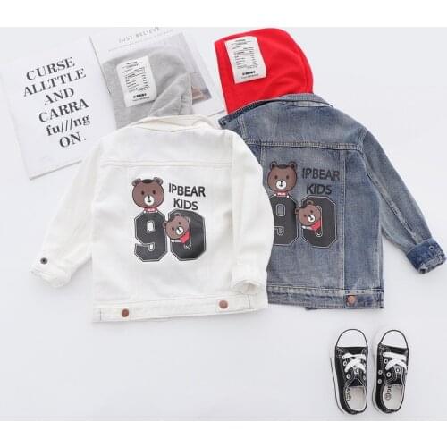 Unisex Kids Jackets Fashion Cartoon Printed Denim Jacket for Girls Boy Coat Autumn New Arrival Hooded Child Outwear Baby Clothes