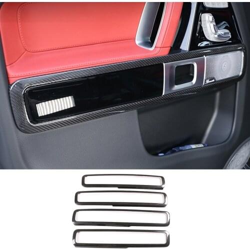 Real Carbon Fiber for Mercedes-Benz G-Class G500 G63 2019-2020 Door Inner Handle Decorative Frame Car Interior Accessories 4 Pcs