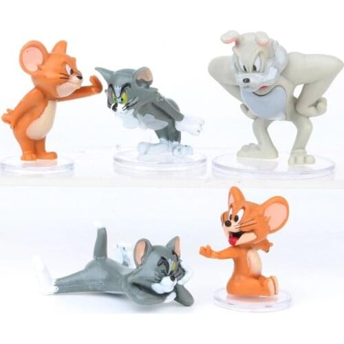 5Pcs/Set Tom Cat Action Figure Toys 4-6cm Cartoon Jerry Mouse Animal PVC Collectiable Model Toy Kids Birthday Gifts
