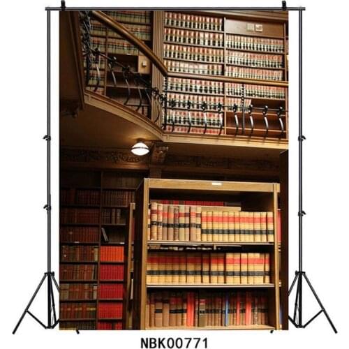 European Library Room Second Floor Old Bookshelf Photography Backdrops Books Study Child College Portrait Photo Backgrounds