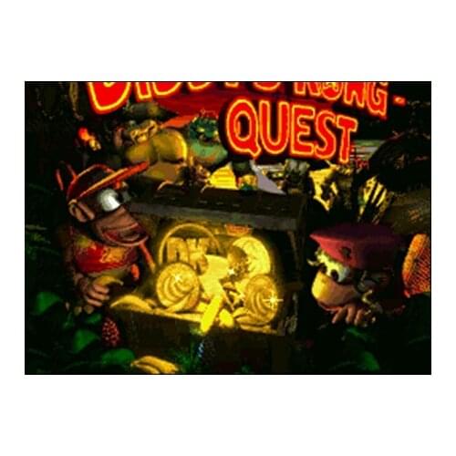 DK Country 2 - Diddys Kong Quest NTSC Version 16 Bit 46 Pin Big Gray Game Card For USA Game Players