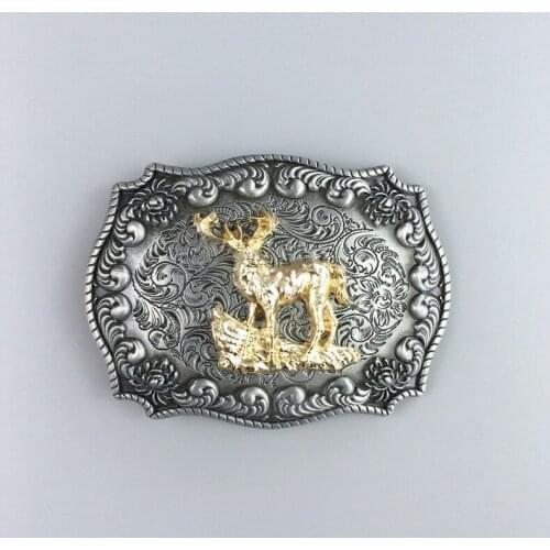 JEANS FRIEND New Original Western Cowboy Rodeo Deer Double Color Belt Buckle also Stock in US