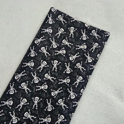 Classic Black Grey White Skeleton Skull Ghost Printed Cotton Fabric 50x105cm Skull Fabric Patchwork Cloth Dress Home Decoration
