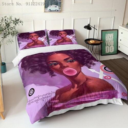African Woman Bedding Set 2/3pcs Duvet Cover Set Single Double Queen King Size 3D Printed Duvet Cover Sets Bedroom Decor