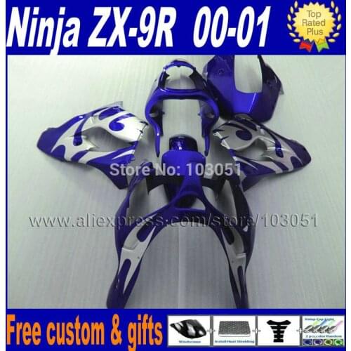 Custom Road factory fairing kits for kawasaki ZX 9R 2000 2001 ninja R 00 01 dark blue body repair fairings kit parts