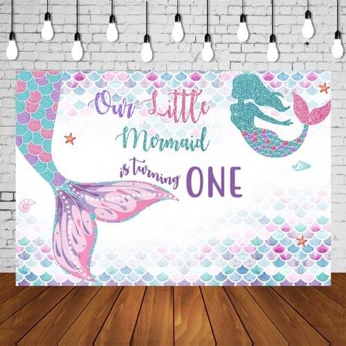 Colorful Glittering Mermaid Backdrop Princess Under The Water Birthday Party Banner Photo Background Scene Setter Mural Posters