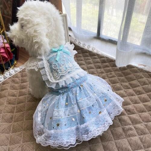 Summer Dog Cat Dress Handmade Pet Skirt Corgi Pomeranian Chihuahua Teddy Milk Puppy Princess Thin Wedding Dresses Puppy Clothes