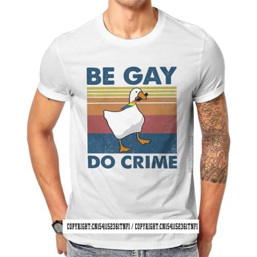 LGBT Gay Rainbow Pride Be Gay Goose Classic Tshirt Harajuku Grunge Mens Streetwear Tops Large 100% Cotton Crew Neck T Shirt