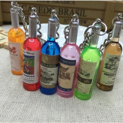 Small Wine Bottle Keychain Cell Phone Pendant Key Chain Key Ring Beer Bottle Creative Jewelry Gifts