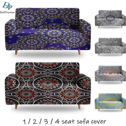 Mandala Bohemian Style Slipcovers Elastic Couch Sofa Cover for Living Room Bedroom Furniture Home Decoration 1/2/3/4-Seater