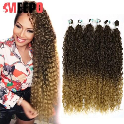 Meepo Ombre Kinky Curly Synthetic Hair Bundles Corn Curly Hair Weave Brown Blonde 32Inch 9 Pcs Super Long Hair Curls Wave