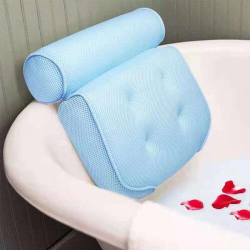 Spa Non-Slip Bath Pillow 3D Mesh Bathtub Pillow Head Rest Pillow Suction Cups Neck Back Pillow For Neck Back Bathroom Supply