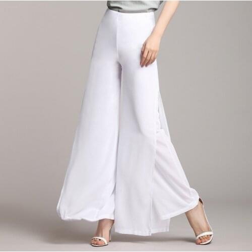 New Womens Pants Elegant Pants Wide Leg Pants High Waist Pleated Pants Casual Streetwear Loose Chiffon Women Pants trousers