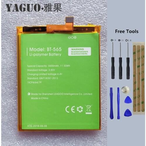 100% Original BT-565&BT-566 3000mAh Battery For Leagoo KIICAA Mix T5 T5C BT565 BT566 Phone Bateria Batterie Baterij + Free Tools