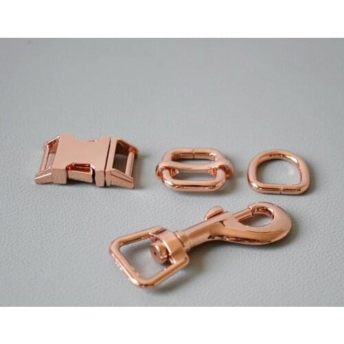 20 set metal buckle adjuster buckle D ring metal dog clasp 15mm webbing metal slider DIY pet collar strap bag belt accessory