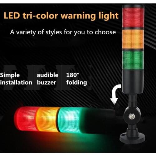 Industrial Multilayer Stack light LED Signal Tower Alarm Caution Light For Machinery Black/White Foldable Buzzer Indicater Lamp