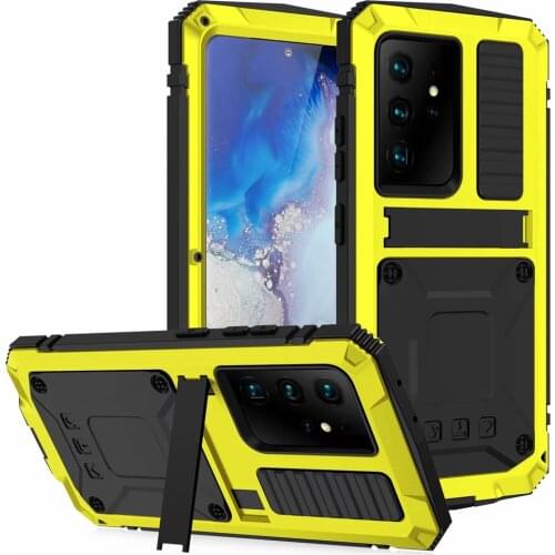 Heavy Duty Shockproof Fundas Metal Stand Cover Coque for Samsung Galaxy S21 Ultra Plus S21Ultra S21Plus Case TPU Silicone Shell