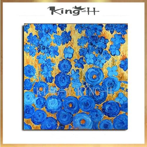 Hand-painted oil painting purple flowers in the flower field planting flowers content abstract modern high quality decorate