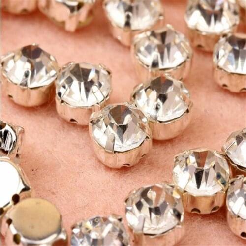 SS38(8mm) 288pcs/set Silver Glass Anti scratch Claw Crystal rhinestone Sew-on Rhinestones Metal For Dress garment diy trim parts